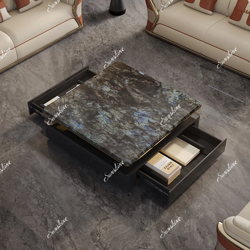 Italian light luxury high-end apartment size living room square coffee table FT