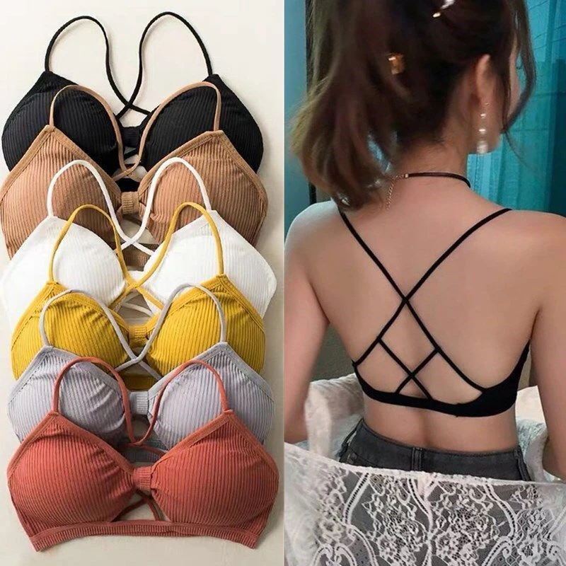 2025 New  Sexy Threaded Sports Yoga Bra Pure Cotton Sports Bra Fitness Top Bra Breathable Strap Underwear Bra Pad Wrap Chest