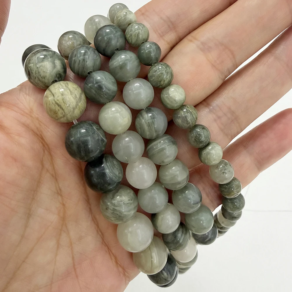 Natural Stone Green Hair Quartz Round Beads 15