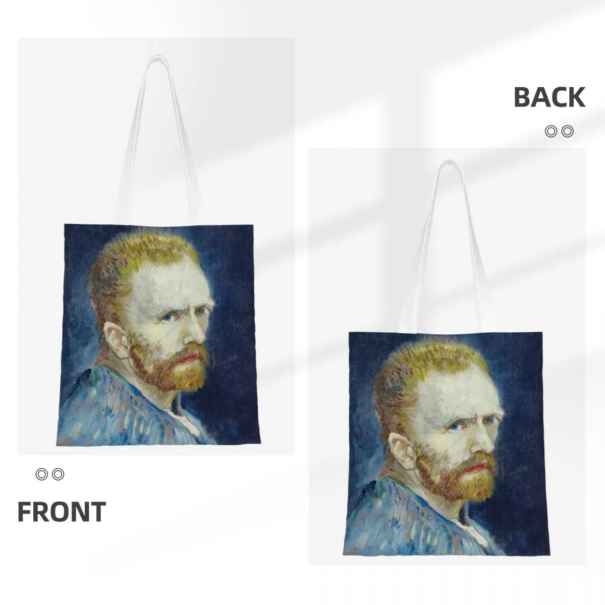 Lona saco com van gogh retrato, grande capacidade shopping bag para unisex estudante