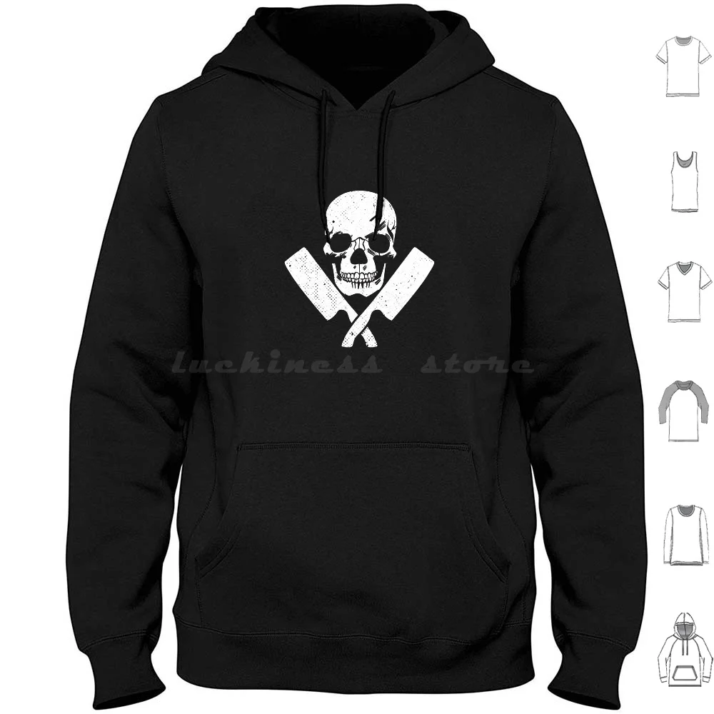 Butcher Choppers And Skull Pirate Flag Hoodie cotton Long Sleeve Butcher Skull Choppers Pirate Flag Chef Big Knifes