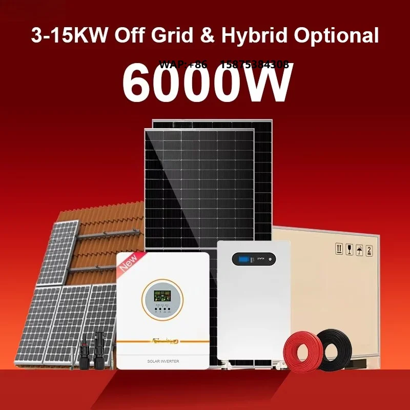 off Grid Hybrid Solar Power System 3kw 5000w 6kw 8kw 10kw 10 Kva Photovoltaic Solar Energy System for Home Full Set