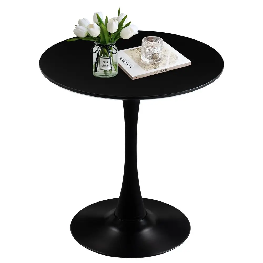 

Small Round Dining Table, Modern Tulip Style Table for 12 People, SpaceSaving Table for Dining Room, Kitchen, or Cafe, Black Ped