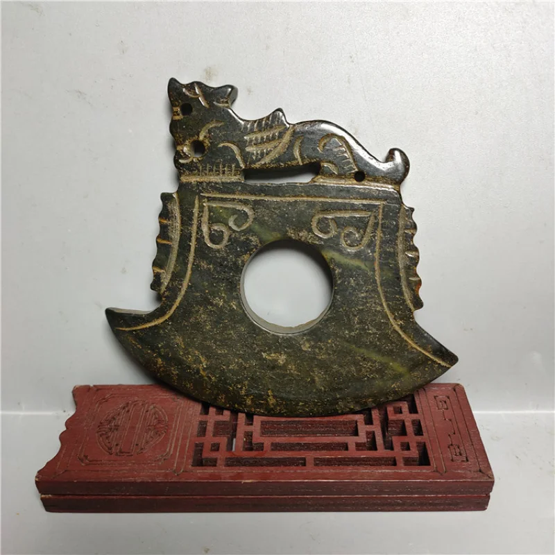 Supply Jewelry Antique Crafts Miscellaneous Iron Stone Antique Old Red Mountain Culture Jade Dragon Axe Pendant Ornaments