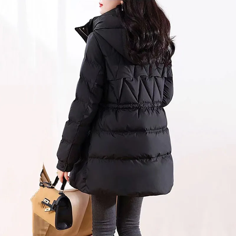 

Новая осенне-зимняя пуховая хлопковая куртка женская средней длины с капюшоном свободная утепленная парка женская повседневная хлопковая стеганая куртка женский топ