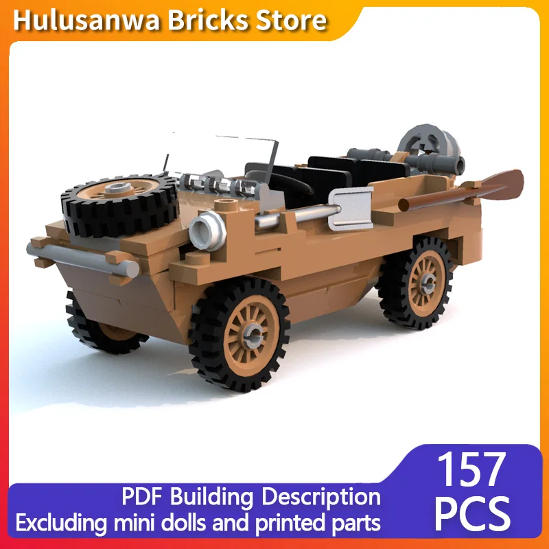 

Type 166 Schwimmwagen Military Smphibious Vehicle Model MOC Building Bricks War Equipment Modular Technology Gifts Children Toys