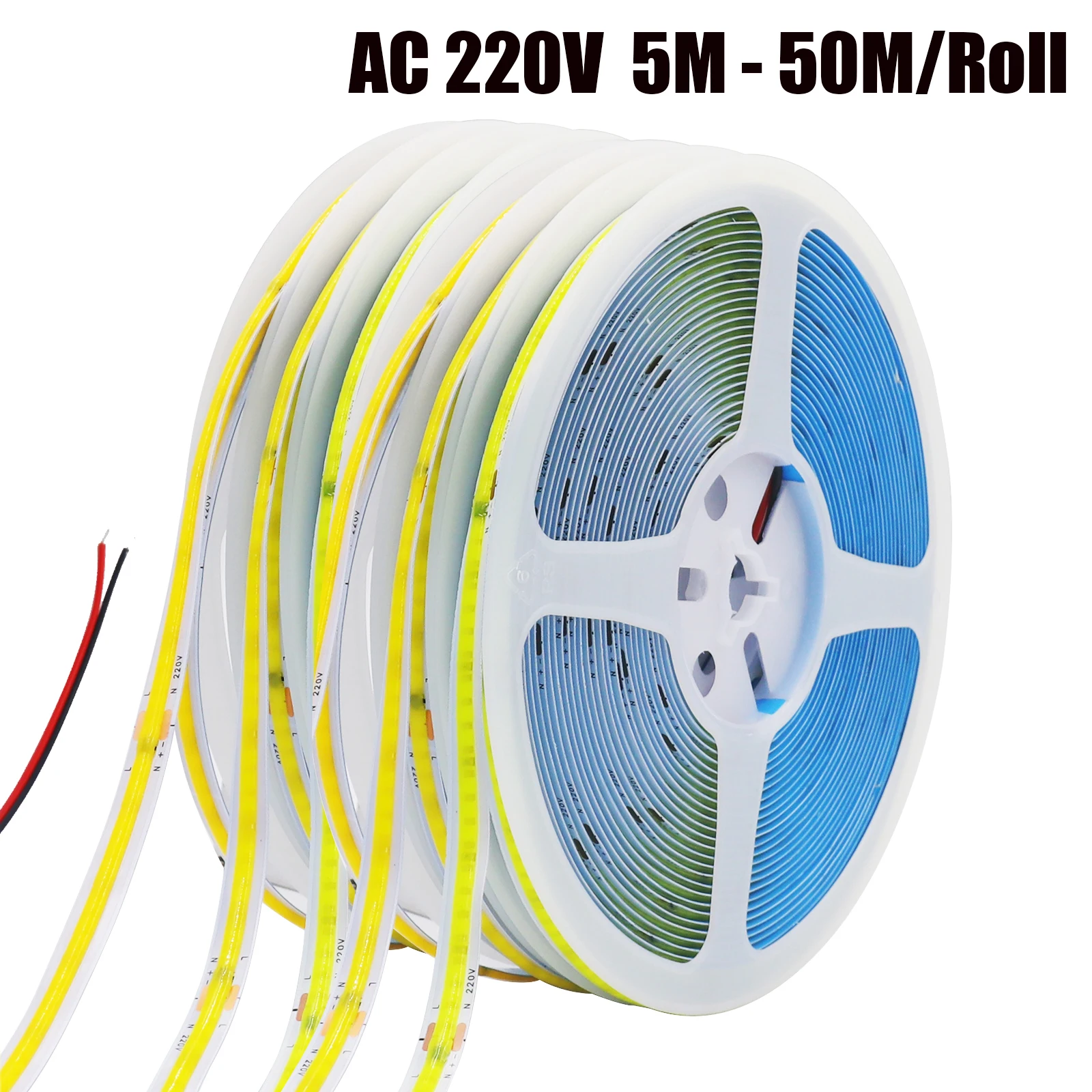 

AC 220V COB Strip 240Leds/M IP20 Driver Build In 3000K 4000K 6000K Home Decor Flexible Ribbon Rope Tape LED Light 5M 10M 20M 50M