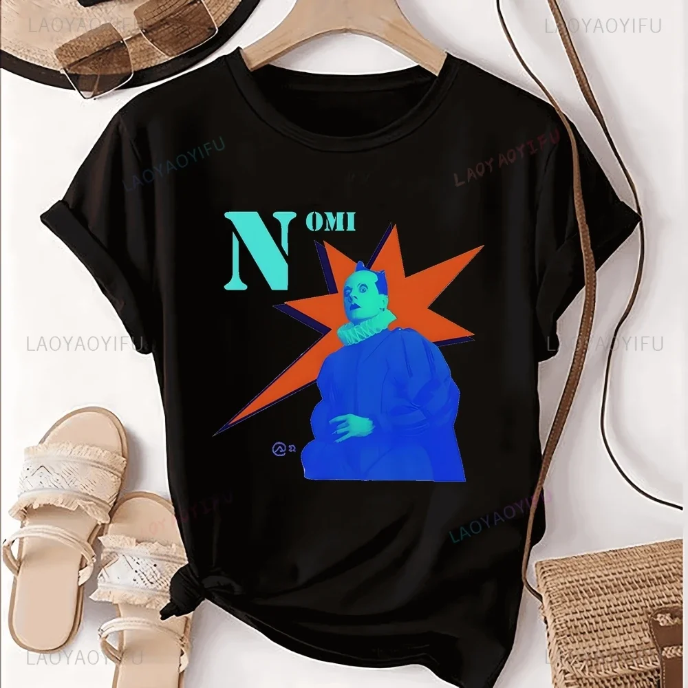 Streetwear Vintage Klaus Nomi Bedrucktes T-Shirt Top Nomi Neutral Trend Harajuku Unisex Shirt Grafik Übergroßes Baumwoll-T-Shirt