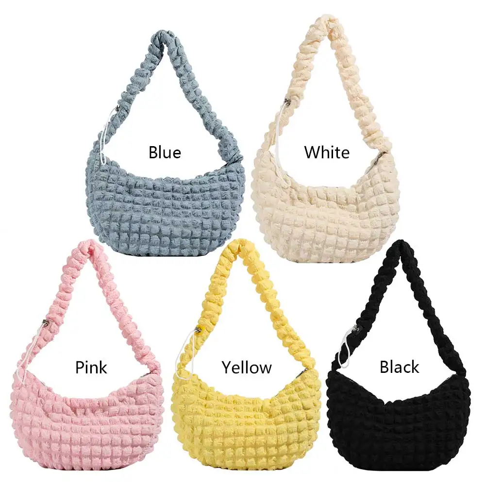 Bolso de hombro acolchado para mujer, bandolera con relleno de Color sólido, correas ajustables para los hombros, bolso versátil a la moda para chicas y mujeres