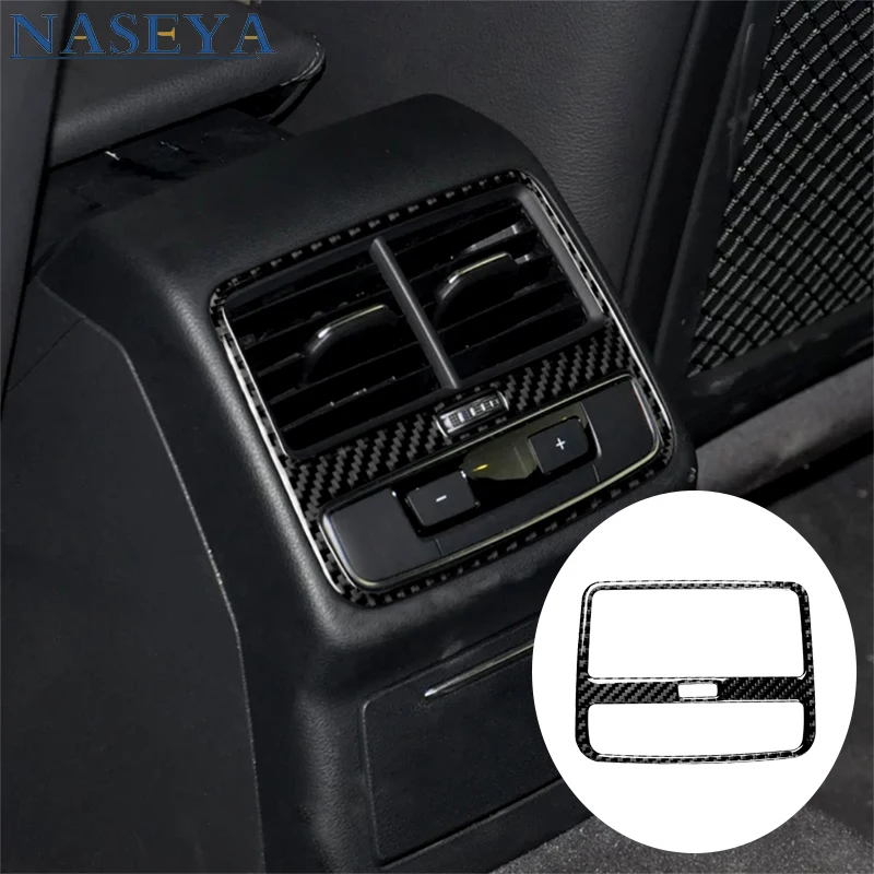 

Car Interior Decorative Accessories Carbon Fiber Rear Air Vent Stickers Frame Cover Trim For Audi A4 B9 RS4 S4 2017 2018 2019