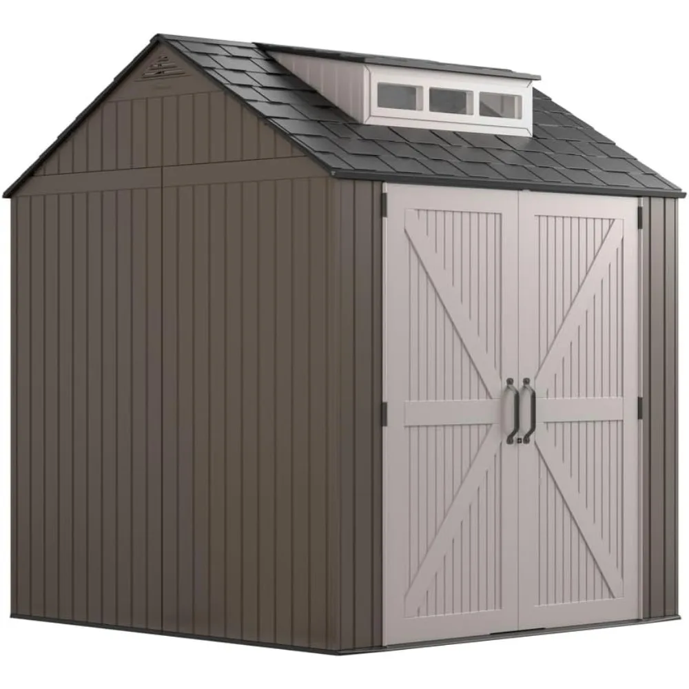 

Large Resin Outdoor Storage Shed with Floor (7 X 7 Ft.), Weather Resistant, Organization for Home, Outdoor Storage Shed