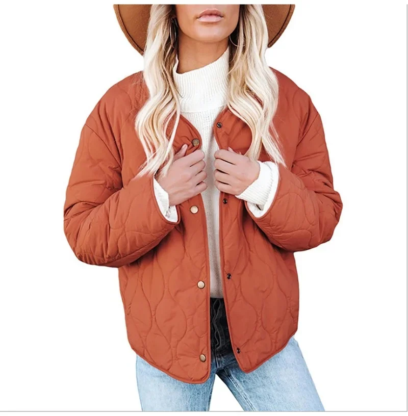 Long-sleeved Quilted Padded Jacket Casual Solid Color Short Parka Coat Coat Jacket Women's 2024 Winter Women's Fashion Jacket