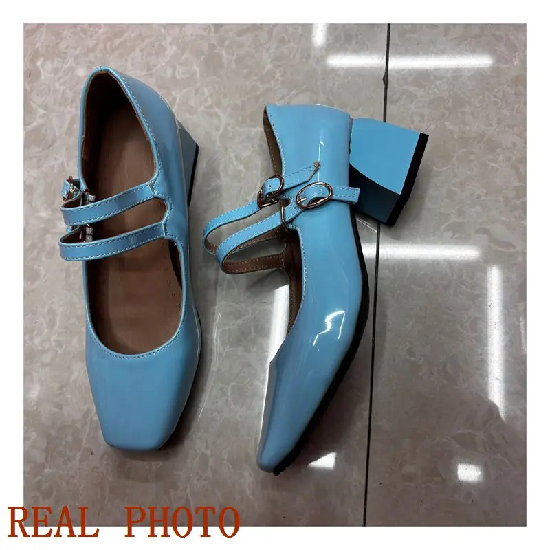 REAVE CATLadies Shoes Size 28-52 Patent Leather Toe Block High Heels Pumps Multicolor Extra Big 52 B2656
