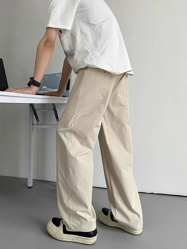 Khaki Ice Silk Knife  Work Trousers Men's Summer Thin Outdoor Mountain Climbing Pants Straight Leg Loose Fit Casual Pants
