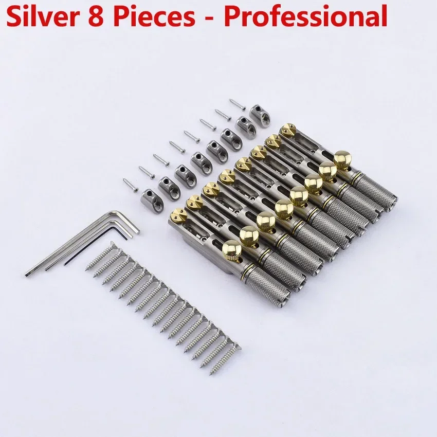 1 Set ( 6/7/8 Strings ) Stainless Steel Headless Guitar Bridge / Single Bridge For Fanned Fret Guitar