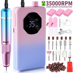 35000RPM Rechargeable Electric Nail Drill Machine Set Professional Nails Polish Sander File Accessories Kit for Manicure Tools