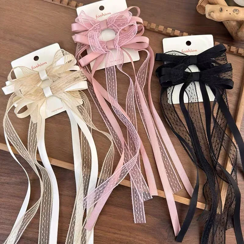 Fashion Bow Ribbon Hair Clips For Women Girls Lace Hairpins Barrettes Set Korean Bow Clips Party Hair Accessories Headwear Gifts