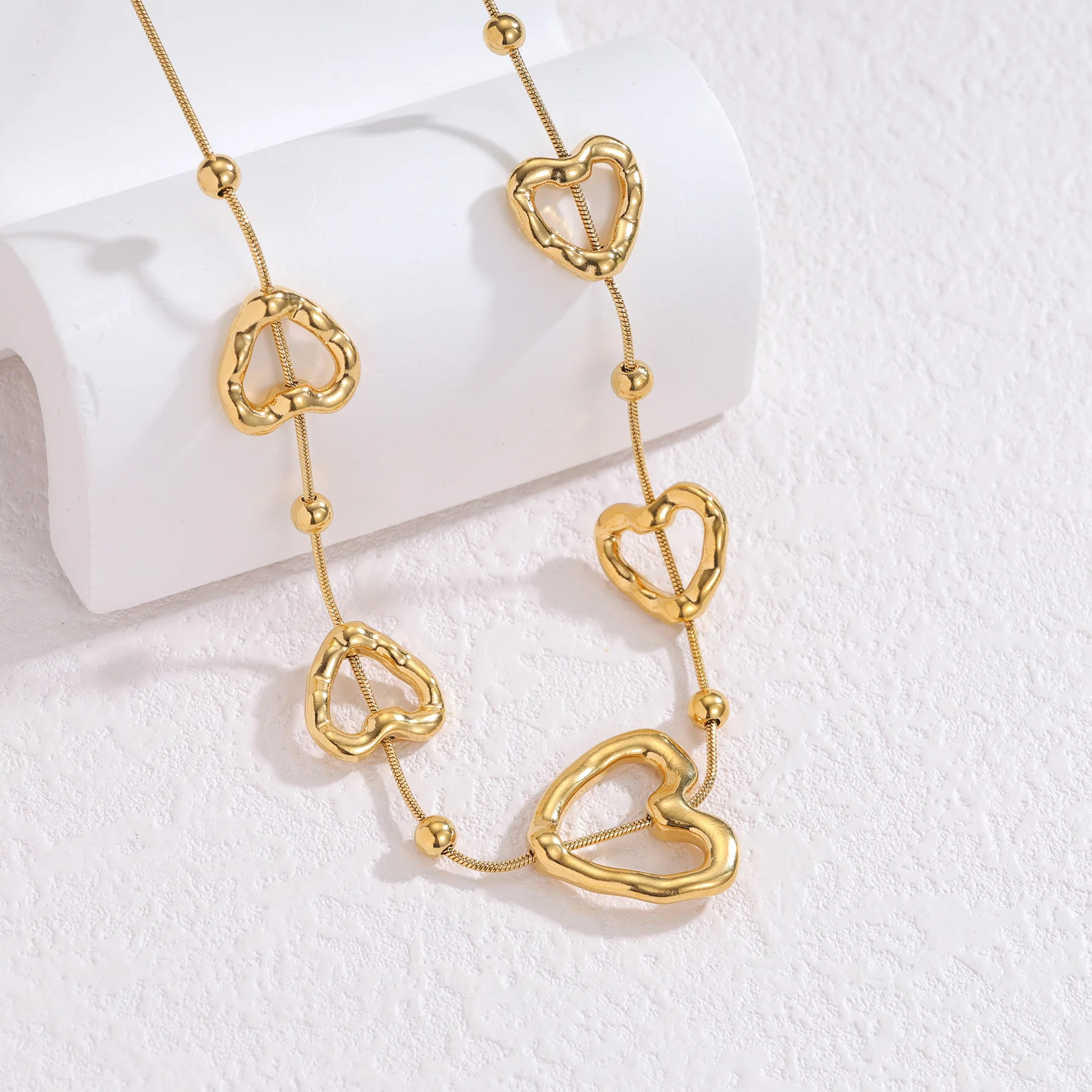 Nextvance الجوف خارج غير النظامية على شكل قلب أقراط سوار قلادة للنساء مطلية بالذهب مجوهرات من صلب لا يصدأ مجموعة هدايا