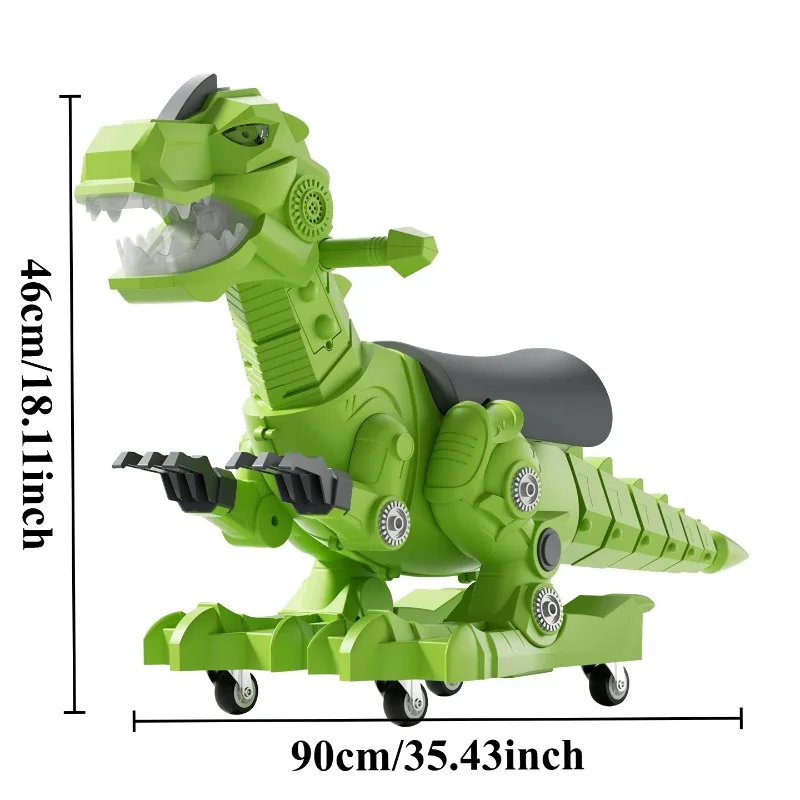 Dinosaur Ride on Toys Toddler Ride on Cars with Music Light & Mist Spray Wagging Tail Chrismas Birthday Gifts Indoor Outdoor