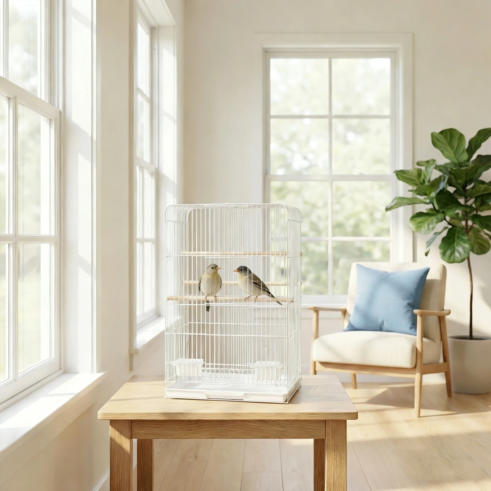 

Household Bird Cage with Hnadle Wrought Iron Bird Cage Removable Tray Portable Parrot Cage for Indoor Outdoor Home Bird Feeding
