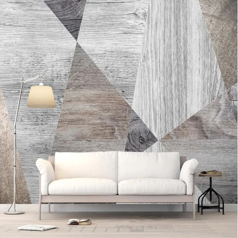 Customized products 3d wallpaper mural retro wooden board wood grain geometric bedroom Living room TV background wall restaurant