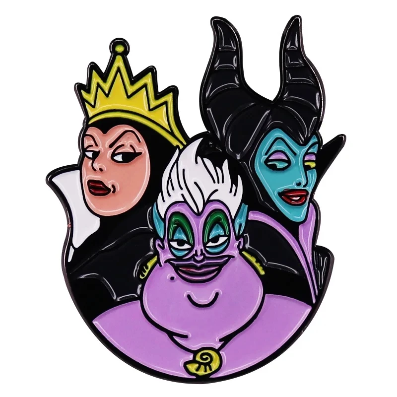 Movies Maleficent Enamel Pins Villain Stepmother Vicious Black Queen Metal Brooch Badge Jewellery Backpack Accessory Gifts