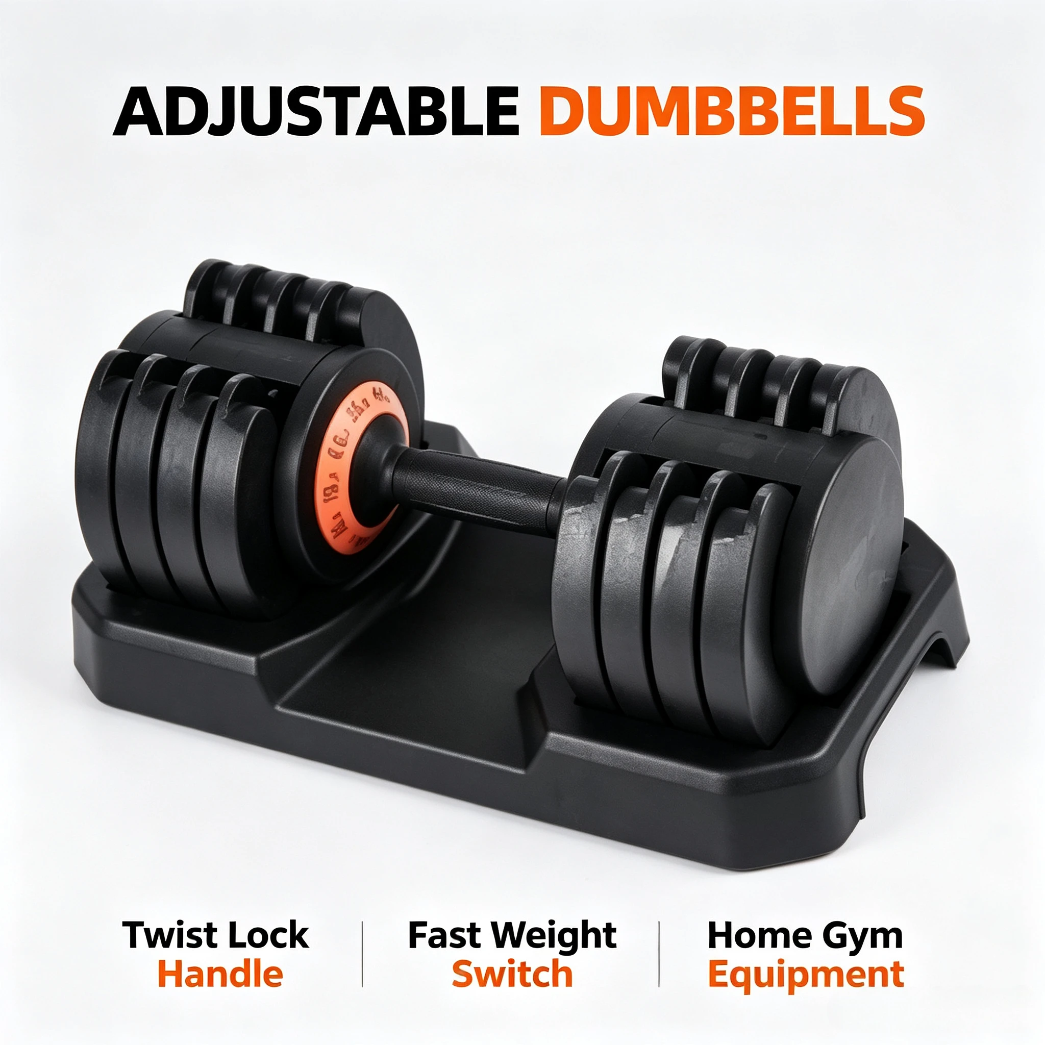 Twist Lock Adjustable Dumbbell Multi-Grade Quick Weight Adjust Commercial Home Gym Strength Training Storage Processing