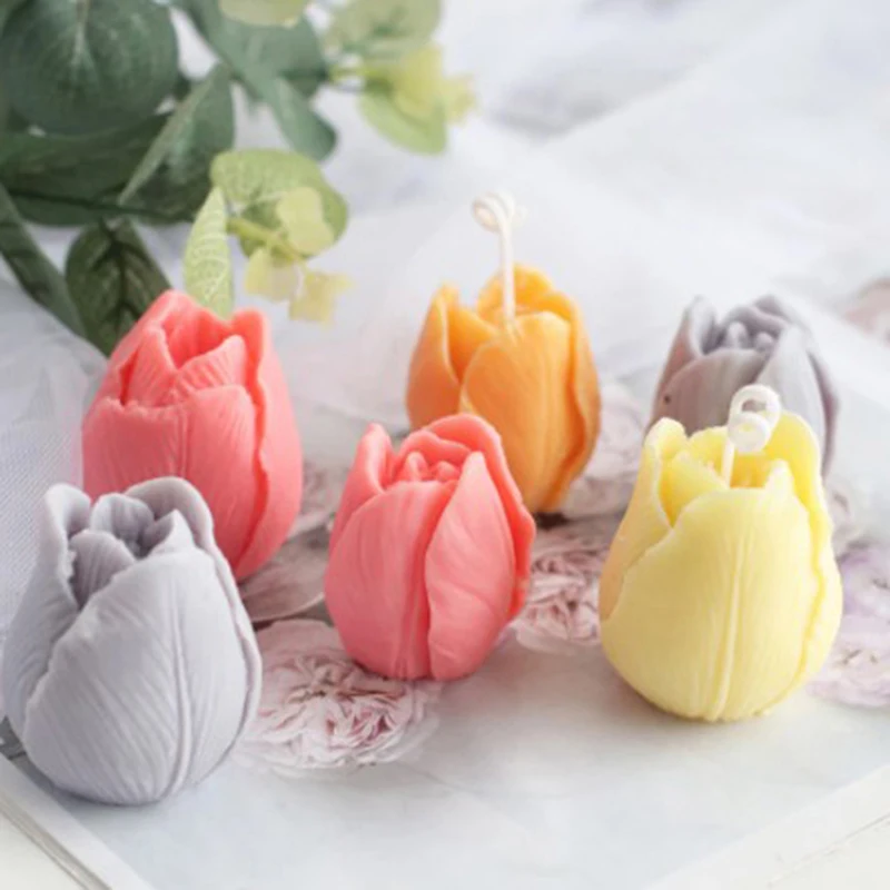 High Quality Tulip Bud Mold Silicone 3d Candle Soap Mold Diy Flower Candle Epoxy Mold Aromatherapy Wax Soap Mold