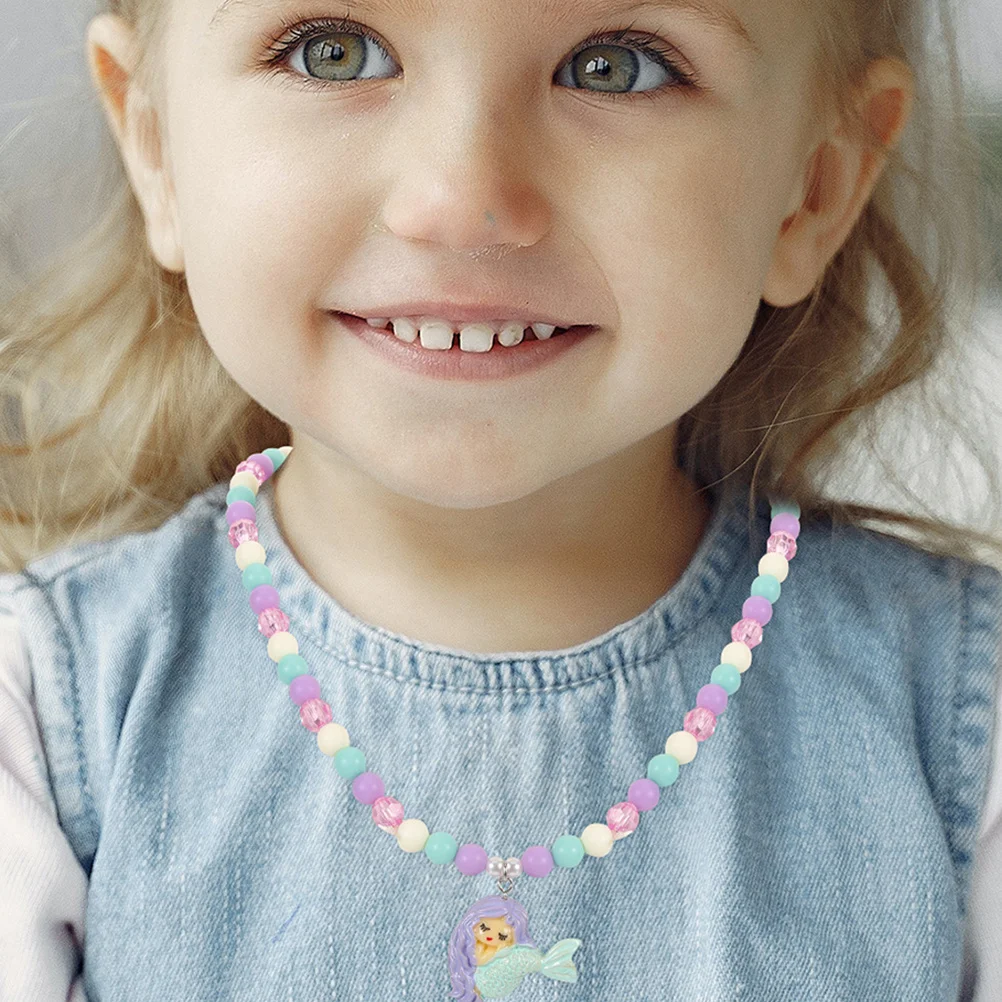 

6Pcs Snowflake Necklace Resin Cartoon Pendant Beaded Necklace Girls Summer Festival Jewelry Necklaces for Girl