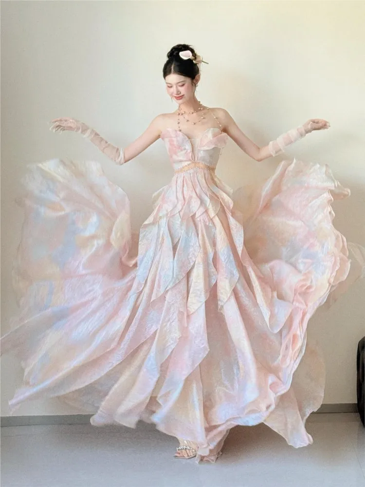 

Strapless toasting light luxury niche adult birthday dress for kids