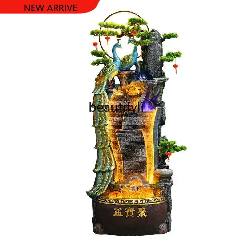 X Peacock rockery flowing water ornament circulating water feature company opened decorative feng shui wheel cornucopia landing