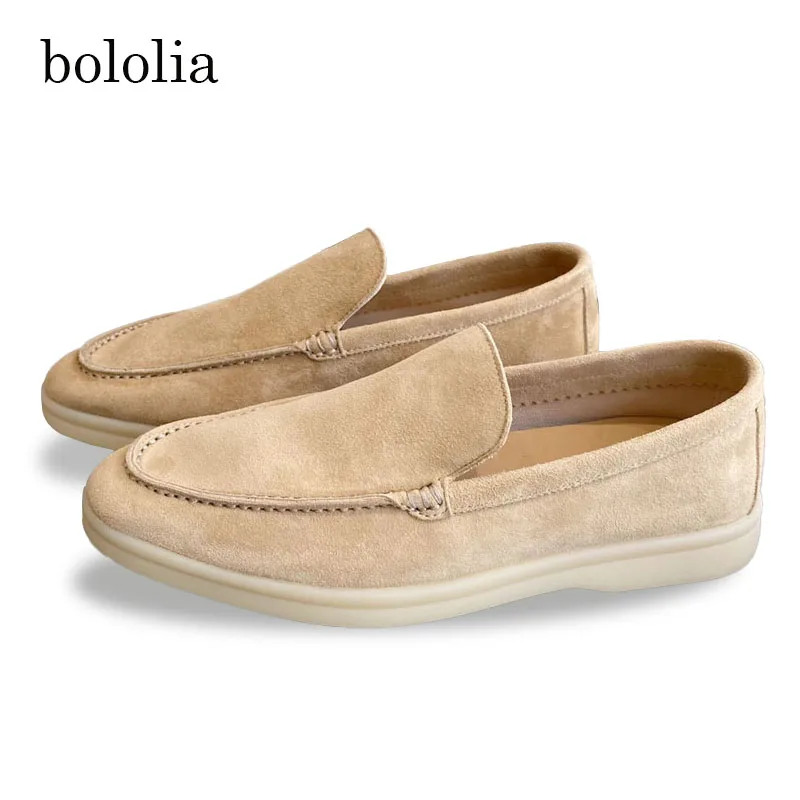 

High Quality Men's walking driving shoes Unisex All genuine leather loafer Sheepskin suede Flat casual women's shoes large size