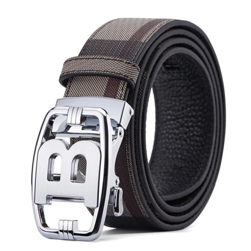 High Quality Wide 3.4cm Men Belt Genuine Leather Canvas Luxury Strap Male Belts For men jeans New Fashion Classice Buckle belt