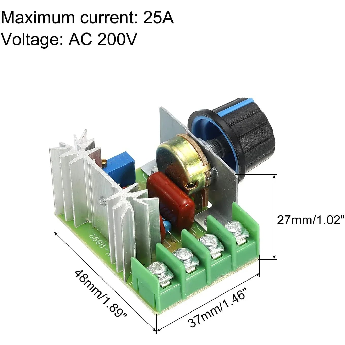AC 50-220V 2000W 25A 모터 속도 컨트롤러 SCR 고전력 전자 전압 조정기 모듈 모터 LED 조광기 속도 제어