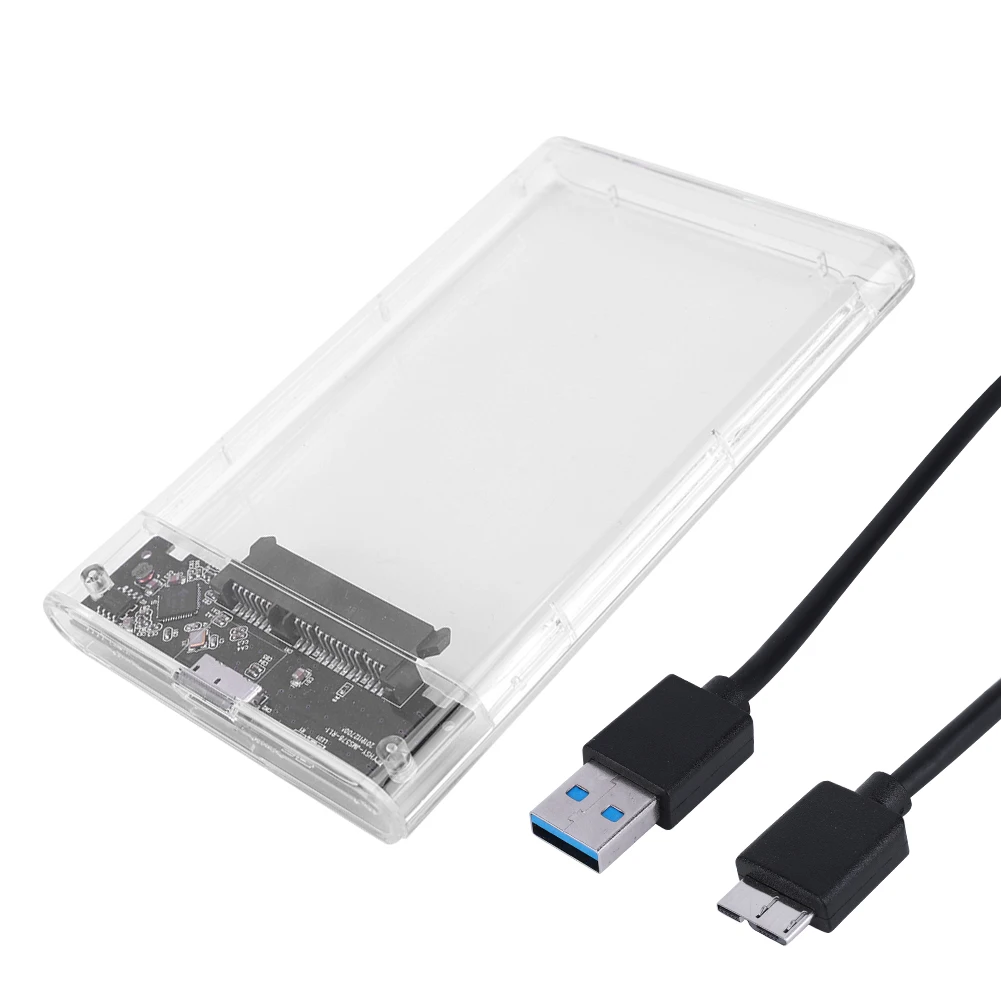 USB 3.0 HDD Enclosure 2.5inch SATA SSD Hard Drive Case 6Gbps Mobile External Housing Transparent Tool-Free for 2.5 Inch SATA SSD