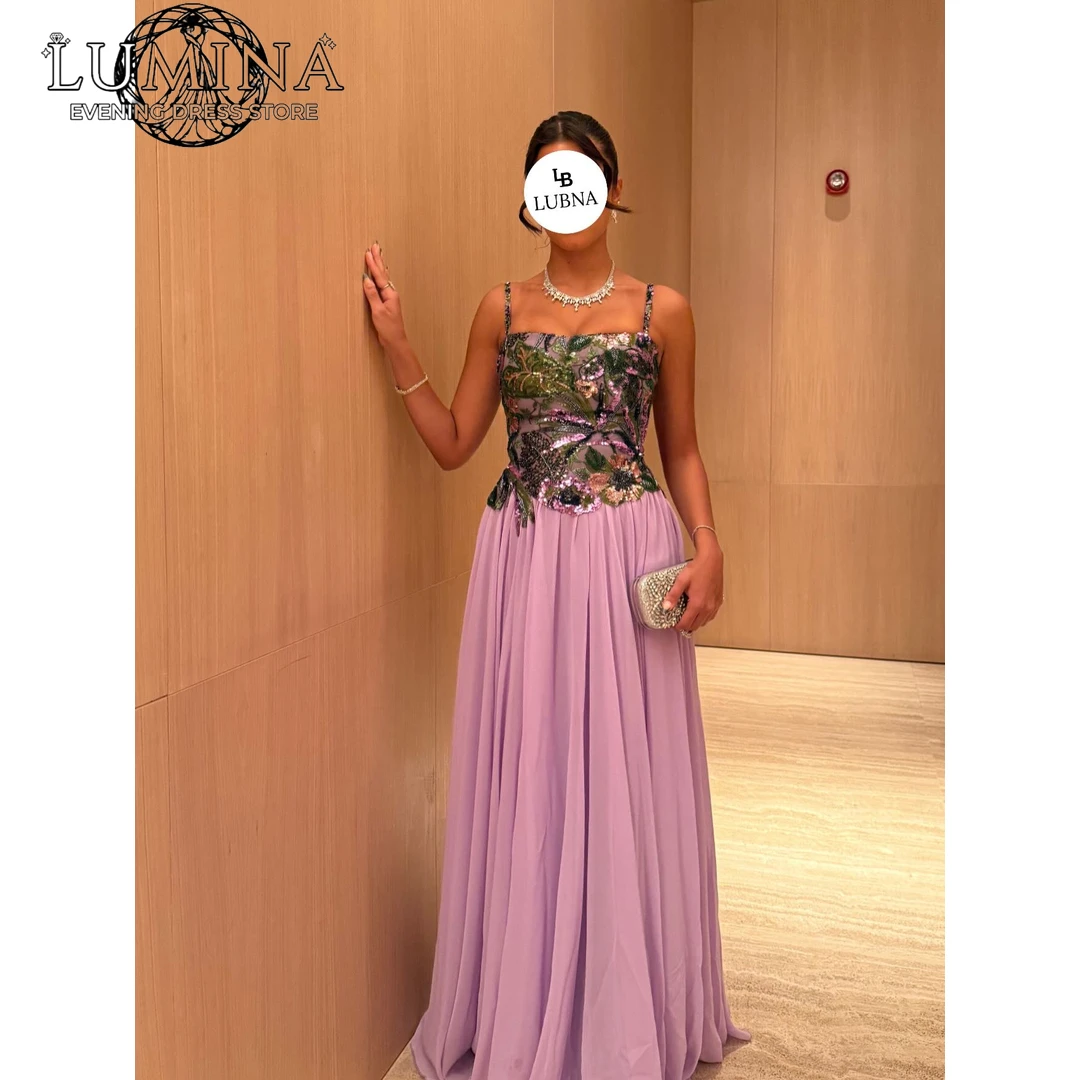 

Lumina Sling Elegant Party Dresses 2026 Luxury Evening Dresses for Wedding Custom Made Line A Embroidery Flowers Prom Dress 2026