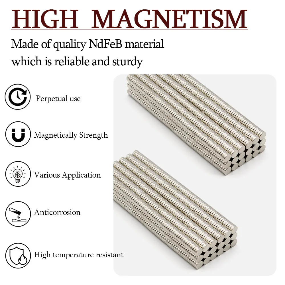 Magnete al neodimio rotondo super resistente da 6 mm x 2 mm Magneti potenti N35 piccolo magnete magnetico permanente per frigorifero NdfeB 6x2
