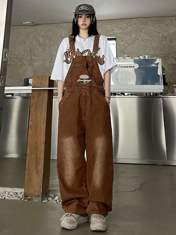 

Slimming Embroidered Denim Overalls for Women Large Size Spring Autumn New Sle Burger Design Agel Faion Ladies Jeans