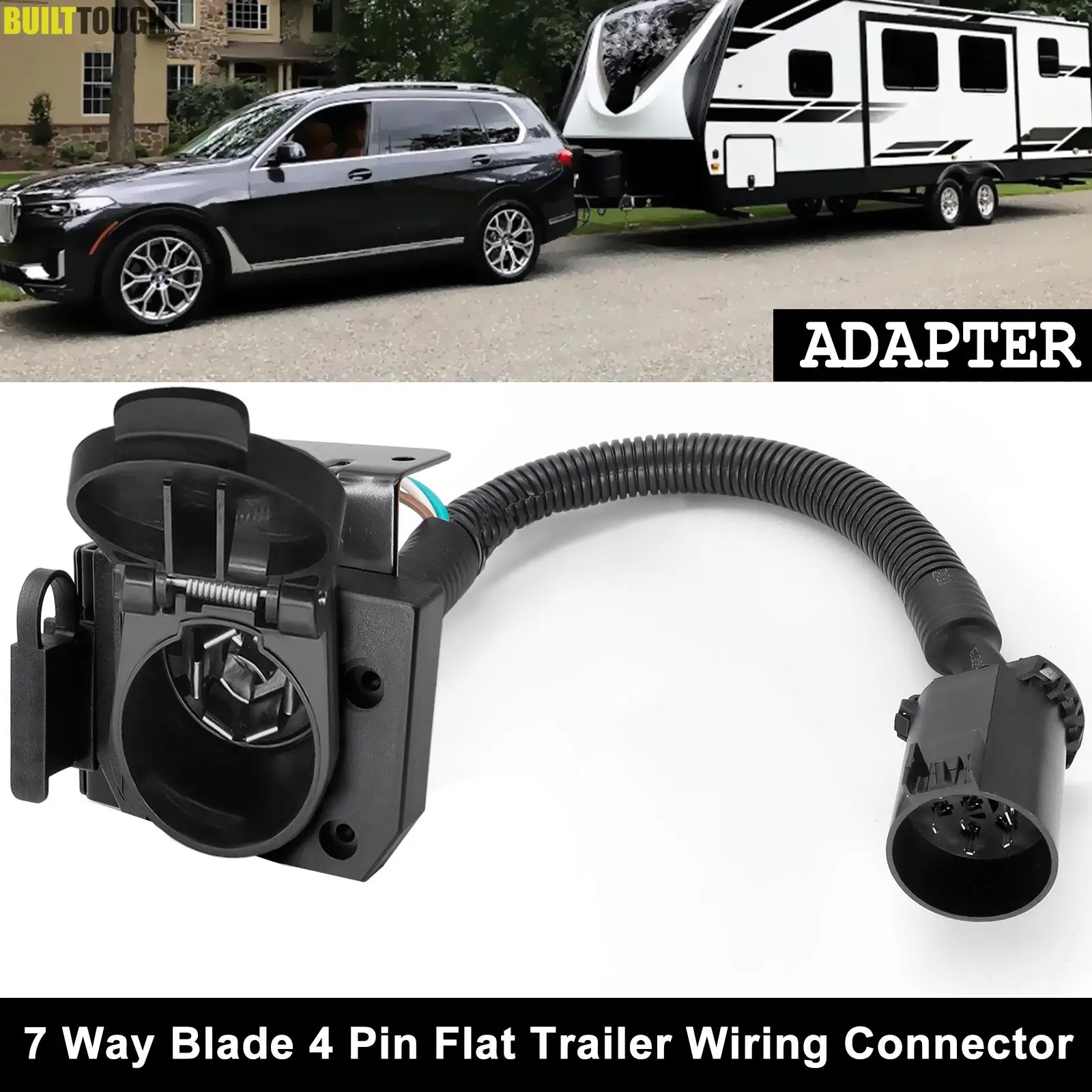 

7 Way Round 4 Pin Flat Trailer Connector Multi Tow Vehicle Side Factory Plug for RV Truck Factory Tow Package USCAR 7 Way Socket