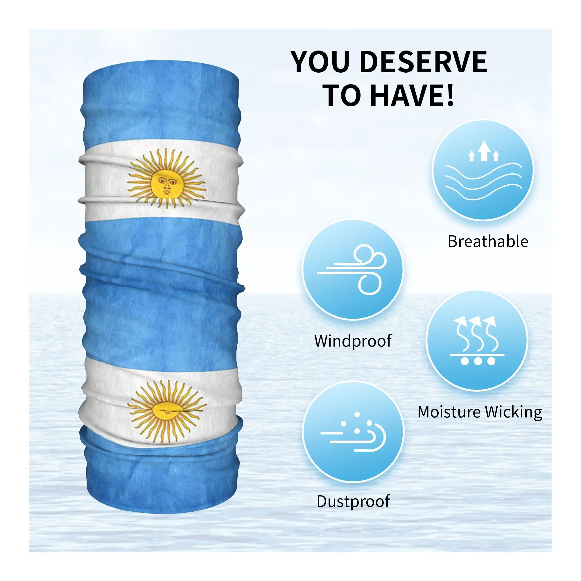 Argentinië Argentijnse vlag Nationale vlag van Argentinië Bandana Halsbeenkap Gedrukte magische sjaal Multifunctionele bivakmuts Fietsen