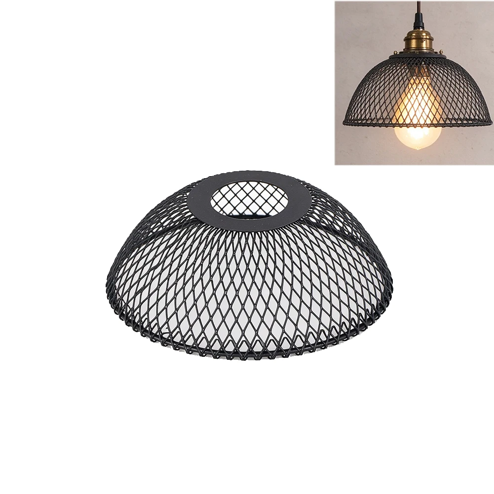 11cm Industrial Black Metal Wire Mesh Lampshade Vintage Dome Pendant Light Fixture Cover Wall Sconce Chandelier DIY Decor