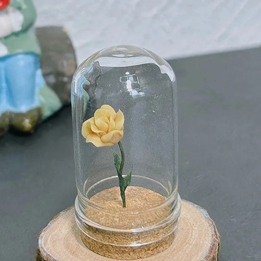 1/12 Maßstab Puppenhaus-Dekor-Accessoires, Miniatur-Rosenblütenmodell mit Glasabdeckung, Winzige Ornamente für Puppenhaus-Dekoration – Detail 4