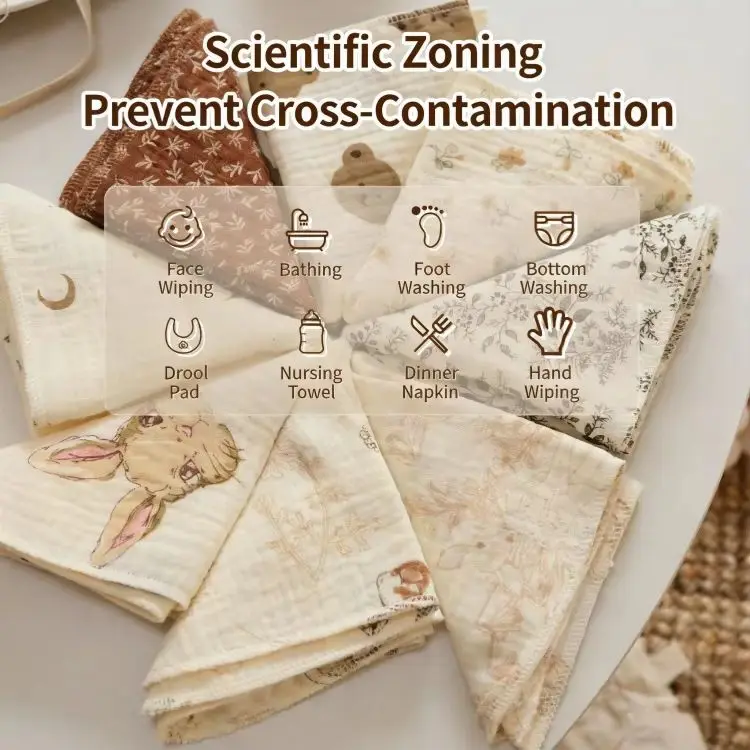 

3/5Pcs Baby Towel Face Washcloth Muslin Squares Hand Wipe Six Layers Gauze for Bathing Feeding Kids Handkerchief 25x25cm