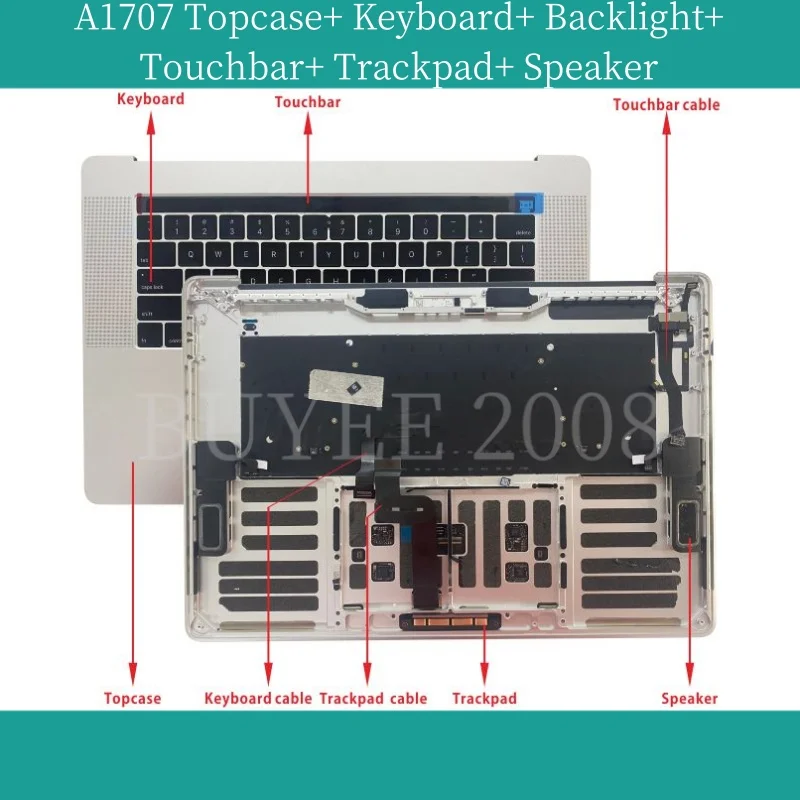 A1707 US UK Keyboard Topcase Original For Macbook Pro A1707 GE US ES Keyboard Backlight Top Case Palm Rest Keyboard Touchbar