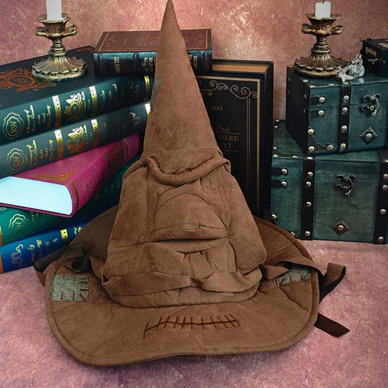 Fashion Movies Witch Wizard Hat Sorting Hat Leather Halloween Party Props Dress Up Hat Men Cosplay Costume Accessories