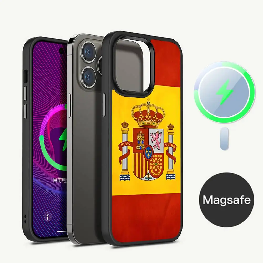 Spain Flag Phone Case Magnetic Case For iPhone 17 16 15 14 13 12 11 For Magsafe Wireless Charge Cover