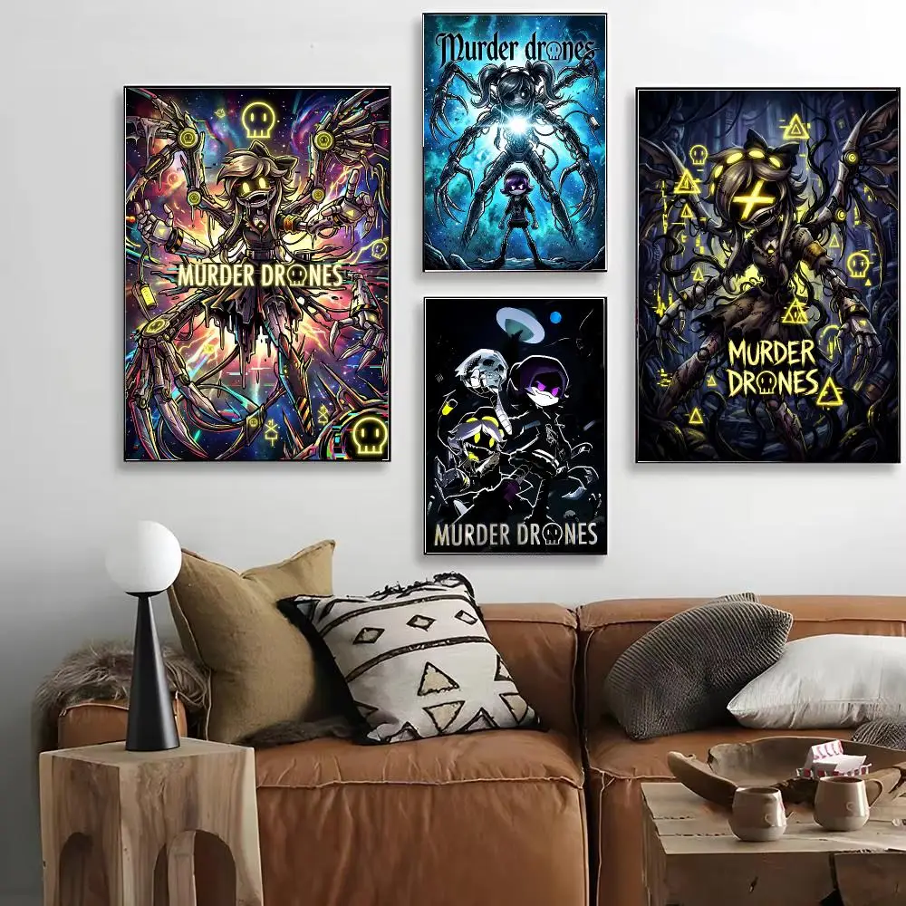 Cartoon M-Murder Drones Poster HD Art Decorative Wall Art Waterproof Home Décor for Living Room Bedroom Café Stylish Gift