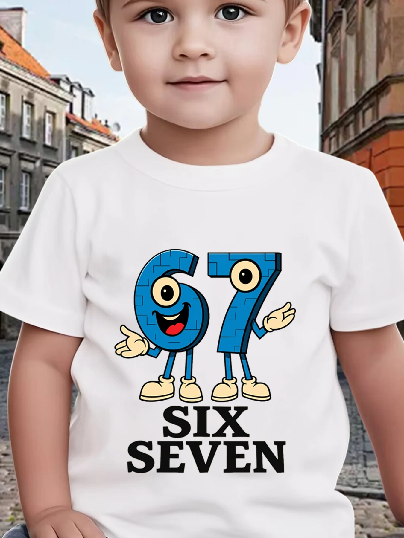 Family Funny 67 Number Cartoon Matching Cotton Tee Parent Boy Girl Soft Summer Crew Neck Short Sleeve Top for Kids Fans Tops