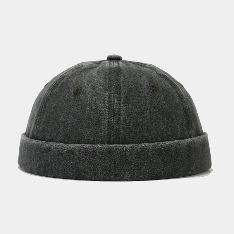 Einfarbig Gewaschen Docker Beanie Brimless Cap Mode Hip Hop Männer Schädeldecke Einfarbig Manschette Docker Fischer Mützen Straße Hüte – Detail 16