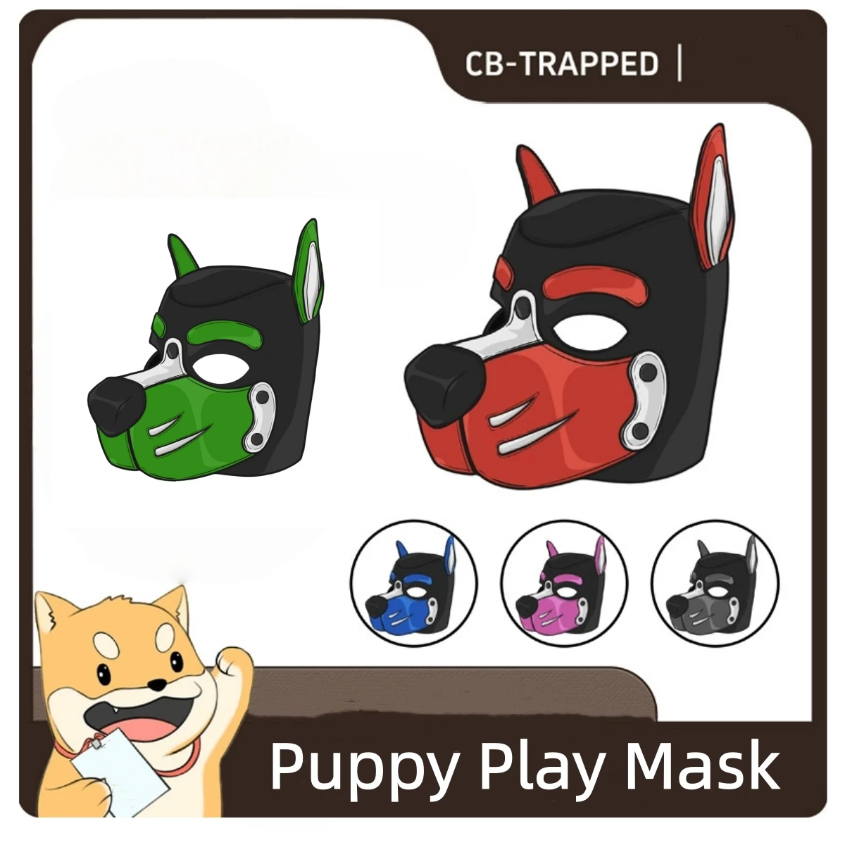 Unisex FullFace Dog Headgear Open Eyes Mouth Halloween Costume Sexy Fetish Mask with Hooded for Couples Game Party Play Props 4